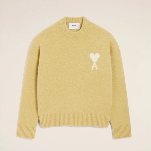 Ami Men's Light Yellow Crewneck Sweater